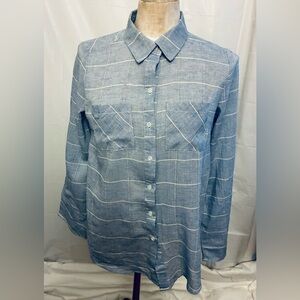 Stitch Fix button blouse large/ lashes/ linen feel/NWTG roll up sleeve blouse